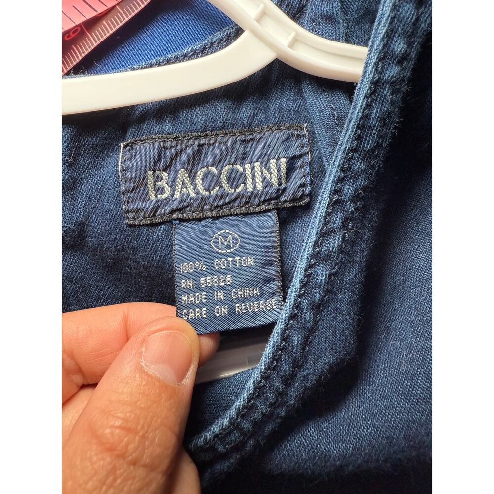 Baccini vintage embroidered flower‎ denim shift dress womens medium cottagecore - Picture 3 of 6